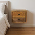 12 Brown Solid Wood Two Drawer Floating Nightstand