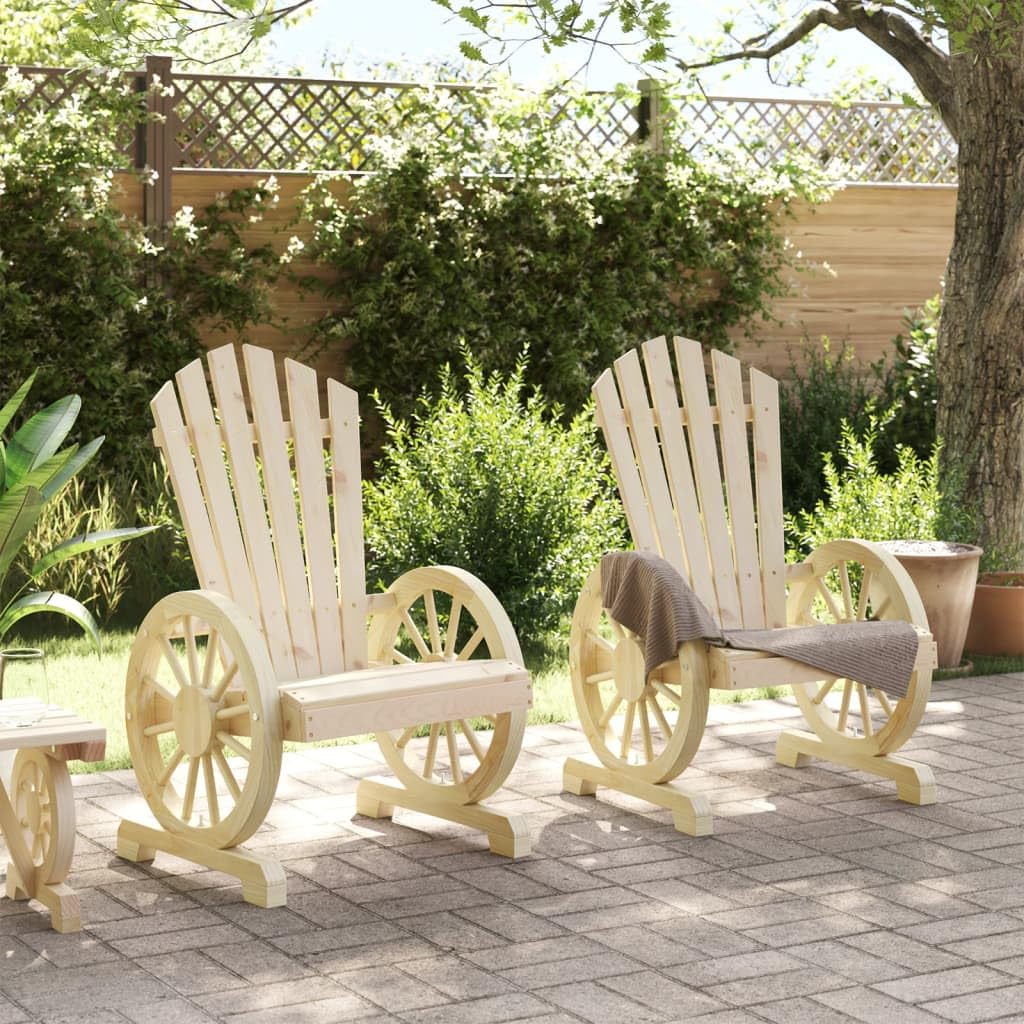 vidaXL Adirondack Patio Chairs Set of 2 - Brown, Solid Fir Wood, Ergonomic Outdoor Seating for Garden, Deck, Poolside - 39" H x 24.8" W, 242.5 lb Capacity