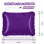 Homiest Ruffle Satin Pillowcase For Hair And Skin, Standard Size Satin Pillow Covers Silky Pillow Cases Set Of 2, Satin Ruffled