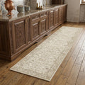 8 Brown And Ivory Floral Medallion Distressed Washable Runner Rug