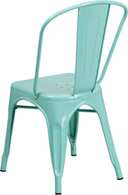 Commercial Grade 31.5 Square Green Metal Indoor-Outdoor Table Set with 4 Stack Chairs