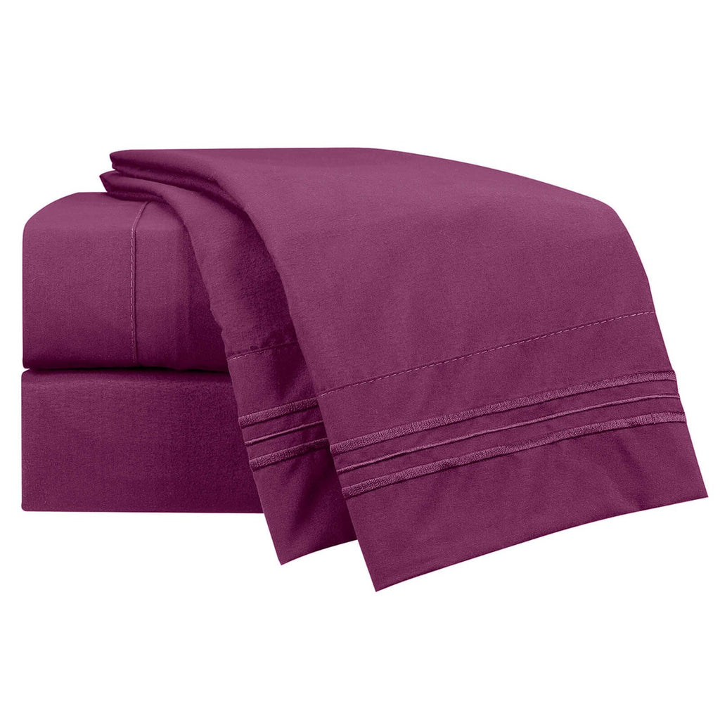 Clara Clark Bed Sheets, Premier 1800 Series 4 Piece Bed Sheet Set, Deep Pocket, Wrinkle, Fade, Stain Resistant, Luxury Soft Bedding Sheets & Pillowcases, King, Magenta