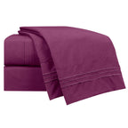 Clara Clark Bed Sheets, Premier 1800 Series 4 Piece Bed Sheet Set, Deep Pocket, Wrinkle, Fade, Stain Resistant, Luxury Soft Bedding Sheets & Pillowcases, King, Magenta
