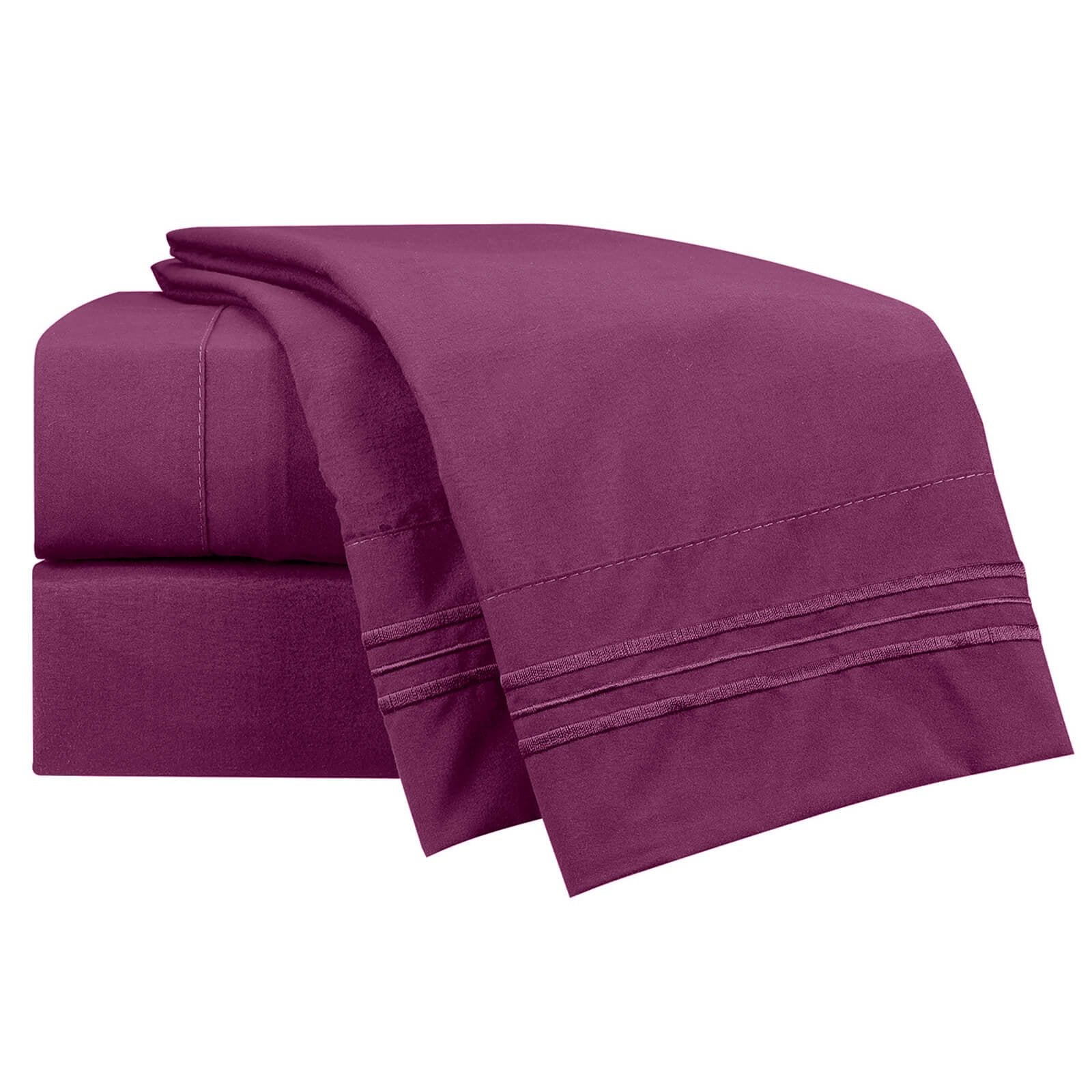 Clara Clark Bed Sheets, Premier 1800 Series 4 Piece Bed Sheet Set, Deep Pocket, Wrinkle, Fade, Stain Resistant, Luxury Soft Bedding Sheets & Pillowcases, King, Magenta