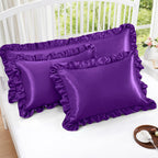 Homiest Ruffle Satin Pillowcase For Hair And Skin, Standard Size Satin Pillow Covers Silky Pillow Cases Set Of 2, Satin Ruffled