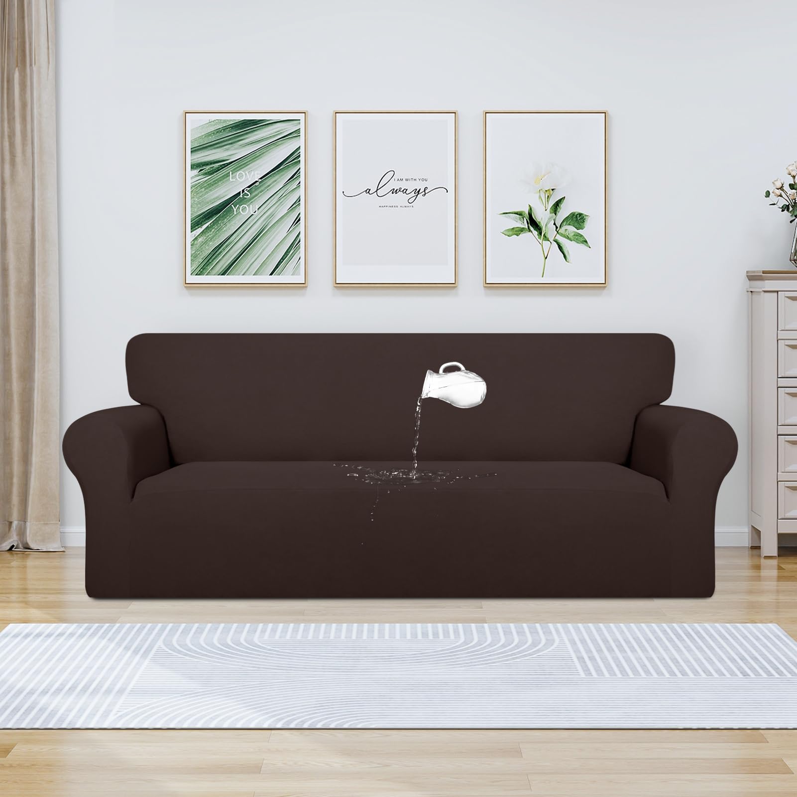Purefit 100% Dual Waterproof Couch Cover Slipcovers For Couches And Sofas - Stretch Non Slip Fleece Sofa Covers Washable, Leakproof Furniture Protector For Kids, Pets, Dog (Oversized Sofa, Chocolate)
