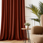 Lazzzy Orange Velvet Curtains Room Darkening Thermal Insulated Curtains 63 Inch Long Window Drapes For Bedroom Living Room Super Soft Luxury Rod Pocketwindow Treatment 2 Panels, Rust Red