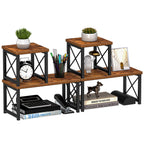 Honiter 2 Sets Desk Shelf, Desktop Organizer Shelf, 2 Tier Independent Stackable Desktop Shelves, Desktop Office Storage Rack Di