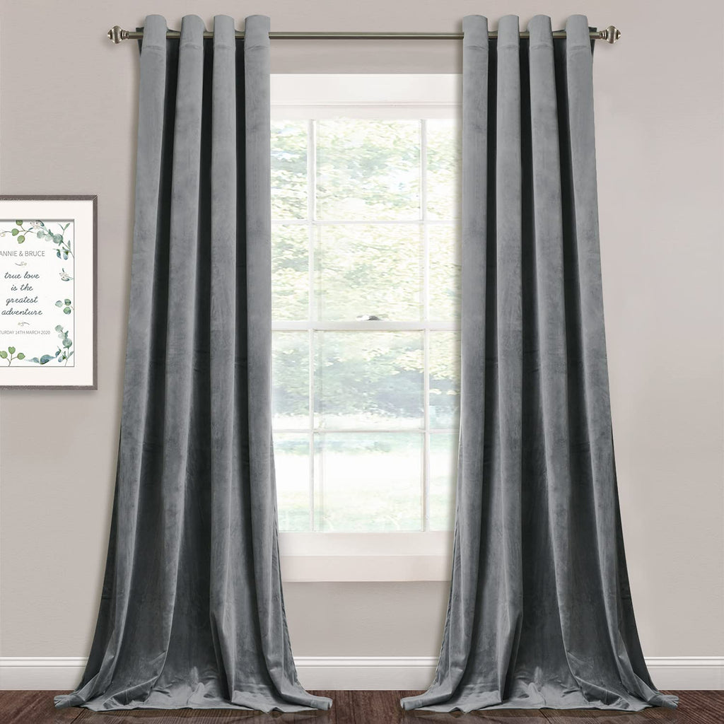 Stangh Light Grey Sliding Door Curtains - Velvet Blackout Curtains Grommet Design Thick Fabric Temporary Privacy Curtain Drapes
