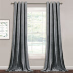 Stangh Light Grey Sliding Door Curtains - Velvet Blackout Curtains Grommet Design Thick Fabric Temporary Privacy Curtain Drapes