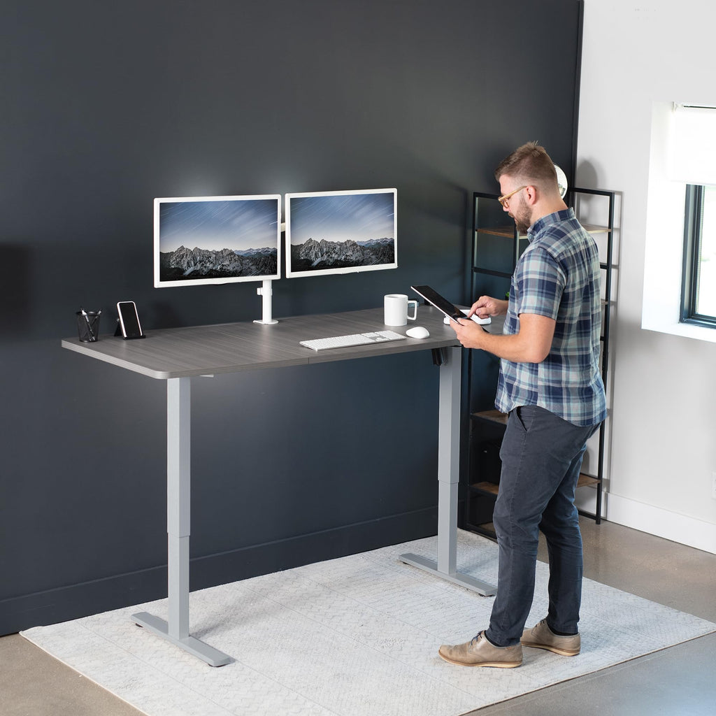 Vivo Electric 71 X 30 Inch Standing Desk Workstation, Memory Controller Height Adjustment, 1B Series, Dark Gray Top Gray Frame, Desk-Kit-1G7G