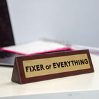 Boxer Gifts Fixer Of Everything Joke Wooden Desk Plaque Sign - Funny Office Desk Accessories - White Elephant Gag Gifts For Cowo