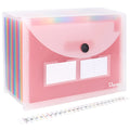 Uquelic 24 Pockets Expanding File Folder - Clear Poly Rainbow Expandable Document Storage Organizer A4 Letter Size Accordion A-Z