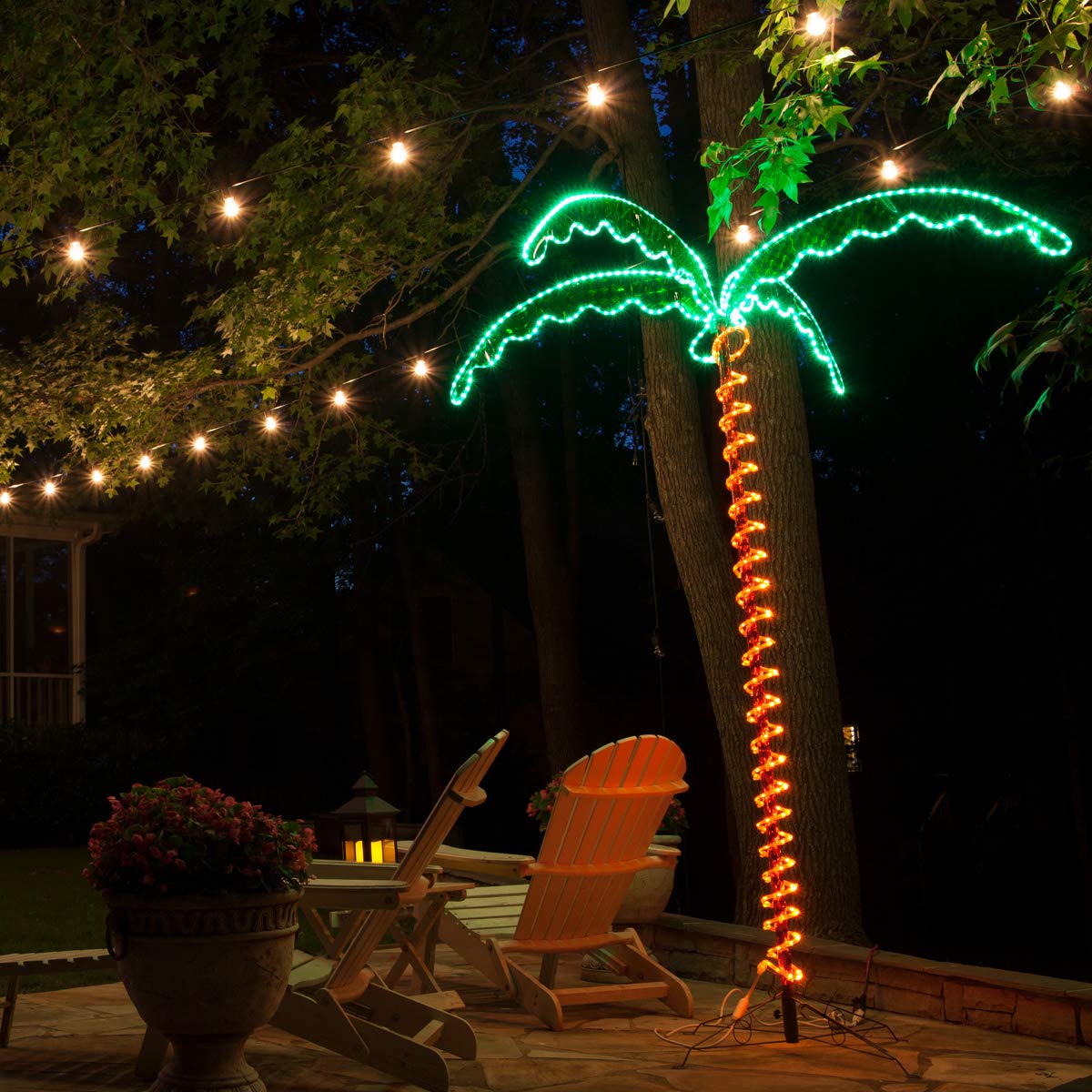 LED Deluxe Rope Light Palm Tree - Green - 7 Deluxe LED Lighted Palm Tree