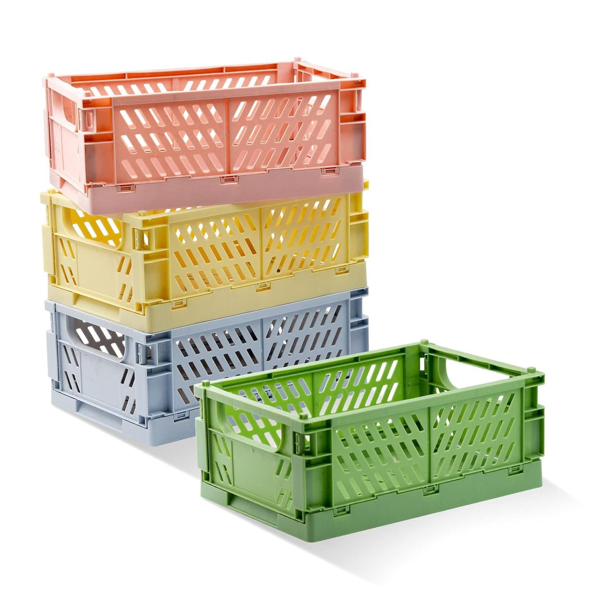 WESTRET Portable Foldable Plastic Storage Bin Basket | Collapsible Organizer Crate | Stackable Lightweight Box for Kitchen, Pant