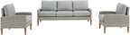 Crosley Furniture Capella 3-Piece Outdoor Sofa Patio Furniture Set, Wicker Conversation Sets For Porch, Acorn With Gray Cushions