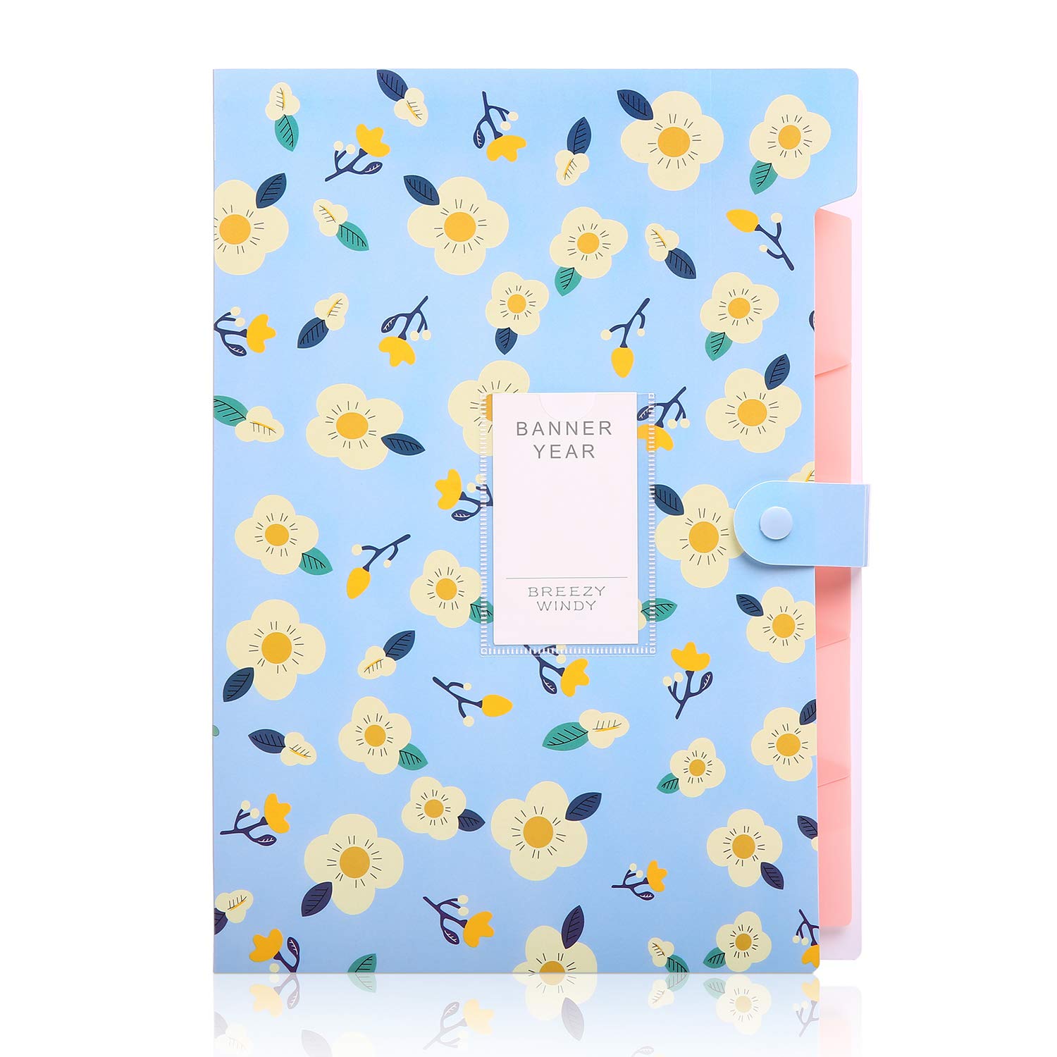 Skydue Expanding File Folders With 8 Lables, Floral Printed Accordion Document Folder Organizer Us Letter Size