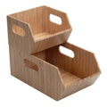 MobileVision Bamboo Storage Bins for Pantry & Kitchen Cabinet Organizer MultiPurpose 2 PC Stackable Set for Canned Goods, Veget