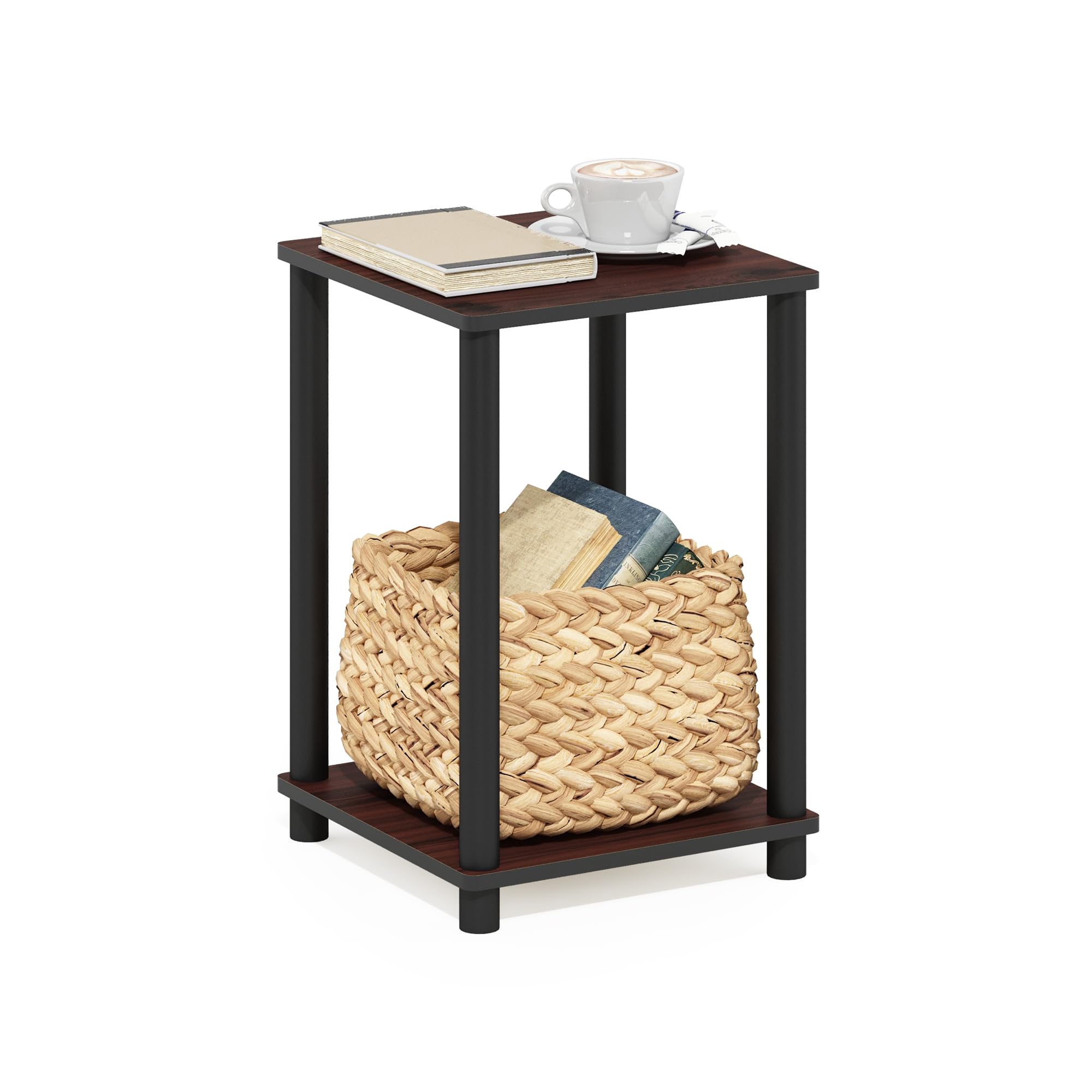 Turn-N-Tube End Table, Dark Cherry/Black