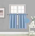 Elegant Home 2 Short Panels Tiers Small Window Treatment Curtain Blackout 28 W X 36 L Each for Kitchen Bathroom # R5 (Light Blue