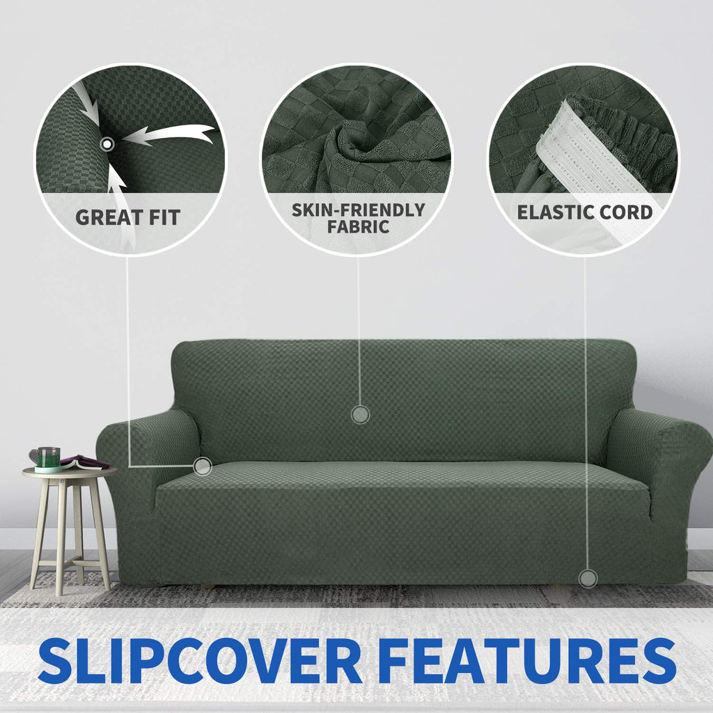 Znsayotx 1 Piece Jacquard Chair Slipcovers For Living Room High Stretch Chair Covers With Arms Anti Slip Pets Friendly Couch Sofa Armchair Cover Furniture Protector (Chair, Dark Coffee)