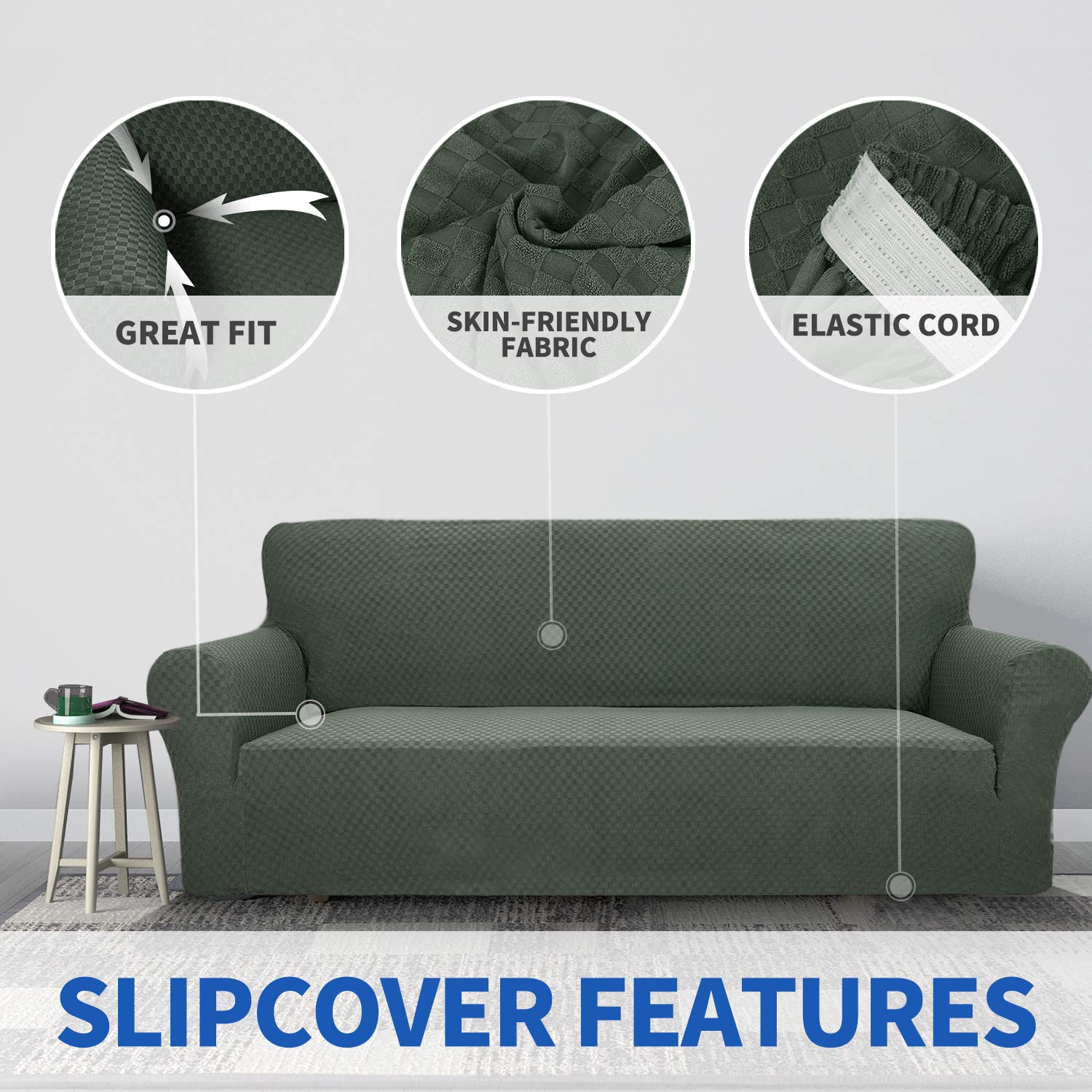 Znsayotx 1 Piece Jacquard Chair Slipcovers For Living Room High Stretch Chair Covers With Arms Anti Slip Pets Friendly Couch Sofa Armchair Cover Furniture Protector (Chair, Dark Coffee)