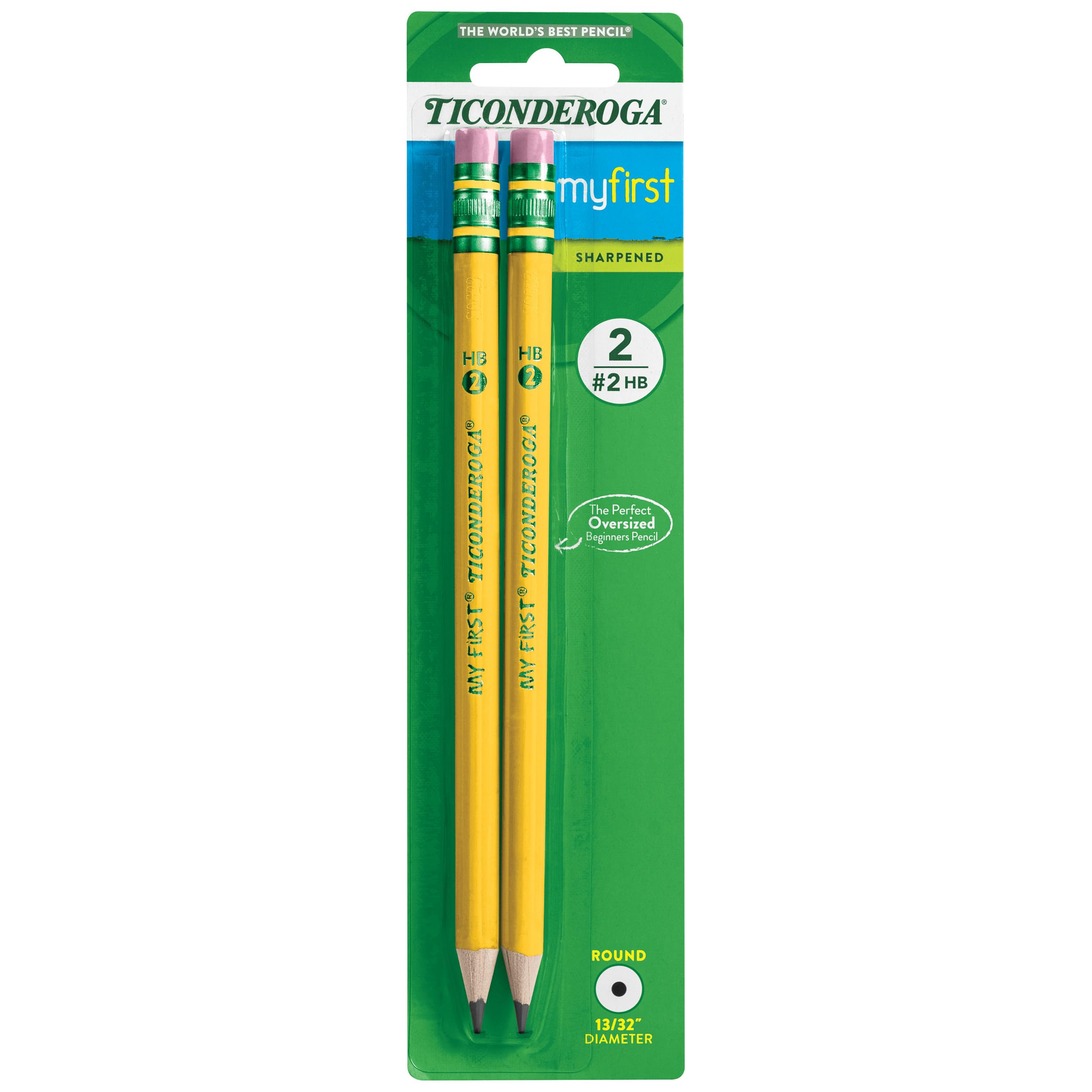 Ticonderoga My First Wood-Cased Pencils, 2 Hb Soft, Pre-Sharpened, Yellow, 2 Count