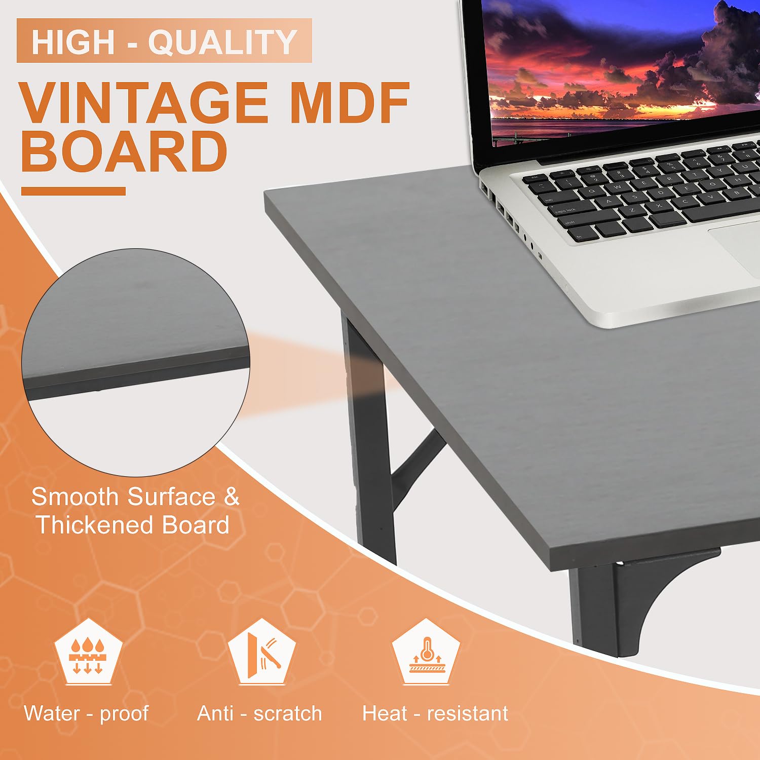 Paylesshere 47 Inch Computer Desk Gaming Desk Multi-Function Writing Table Student Art Modren Simple Style Pc Wood And Metal Desk Workstation, Black