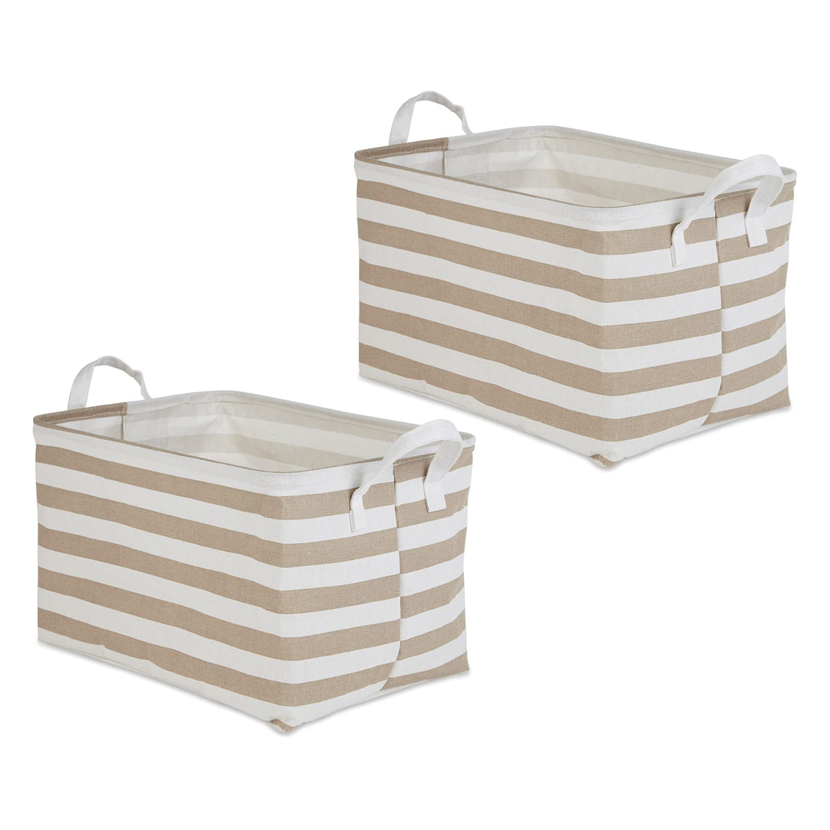 Dii Laundry Storage Collection, Pe Coated Collapsible Bin With Handles, Stone Stripe, Extralarge Set, 12.5X17.5X10.5 Inch