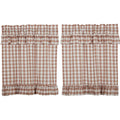 Vhc Brands Annie Buffalo Portabella Check Farmhouse Ruffled Tier Curtain Set 36X36