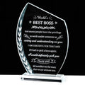 Movdyka Boss Gifts for Men Women Crystal Keepsakes Plaque Worlds Best Boss Gifts Appreciation Thank You Gifts Great Boss Day Bi