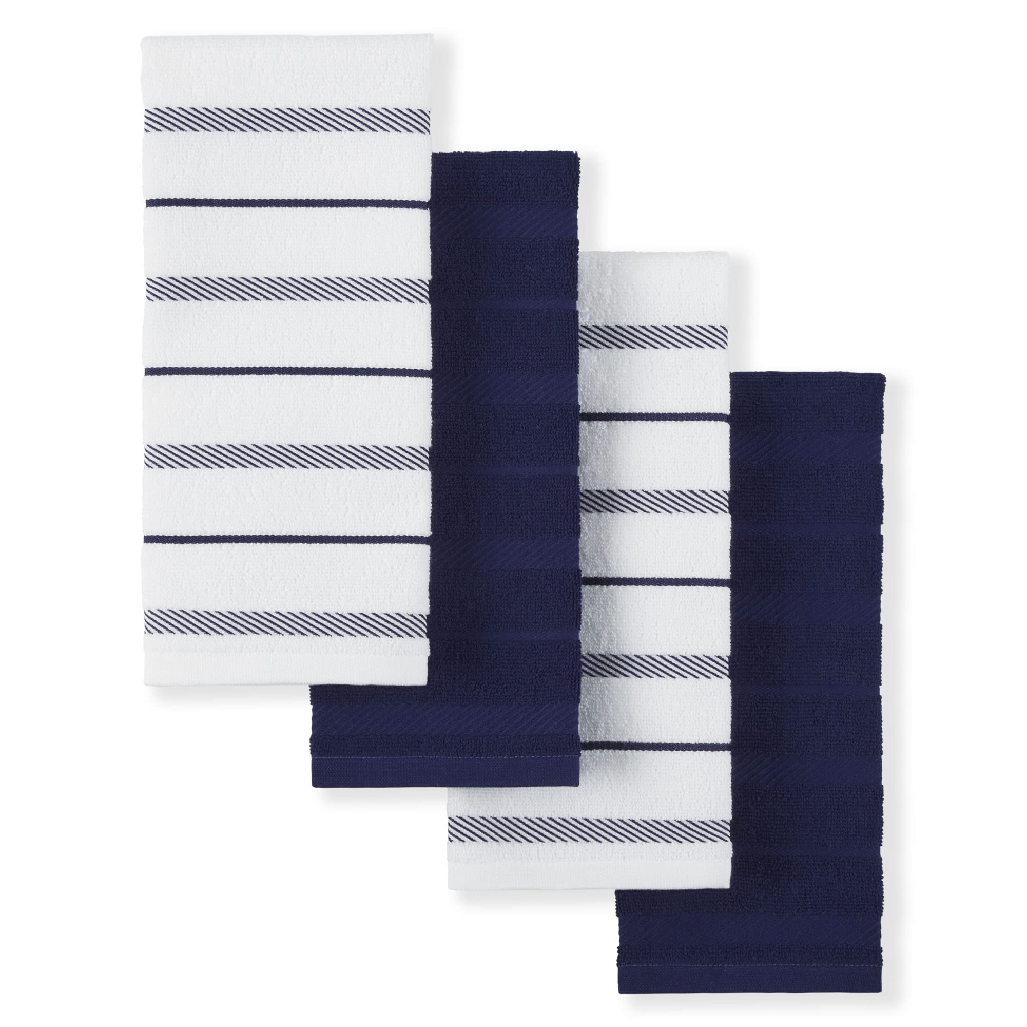 KitchenAid Albany Kitchen Towel 4-Pack Set, Cobalt Blue/White, 16x26