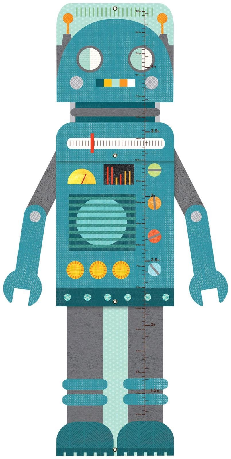 Petit Collage Folding Growth Chart, Blue Robot