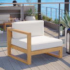Modway Eei-4124-Nat-Whi Upland Patio Teak Wood Left-Arm Chair, Natural White