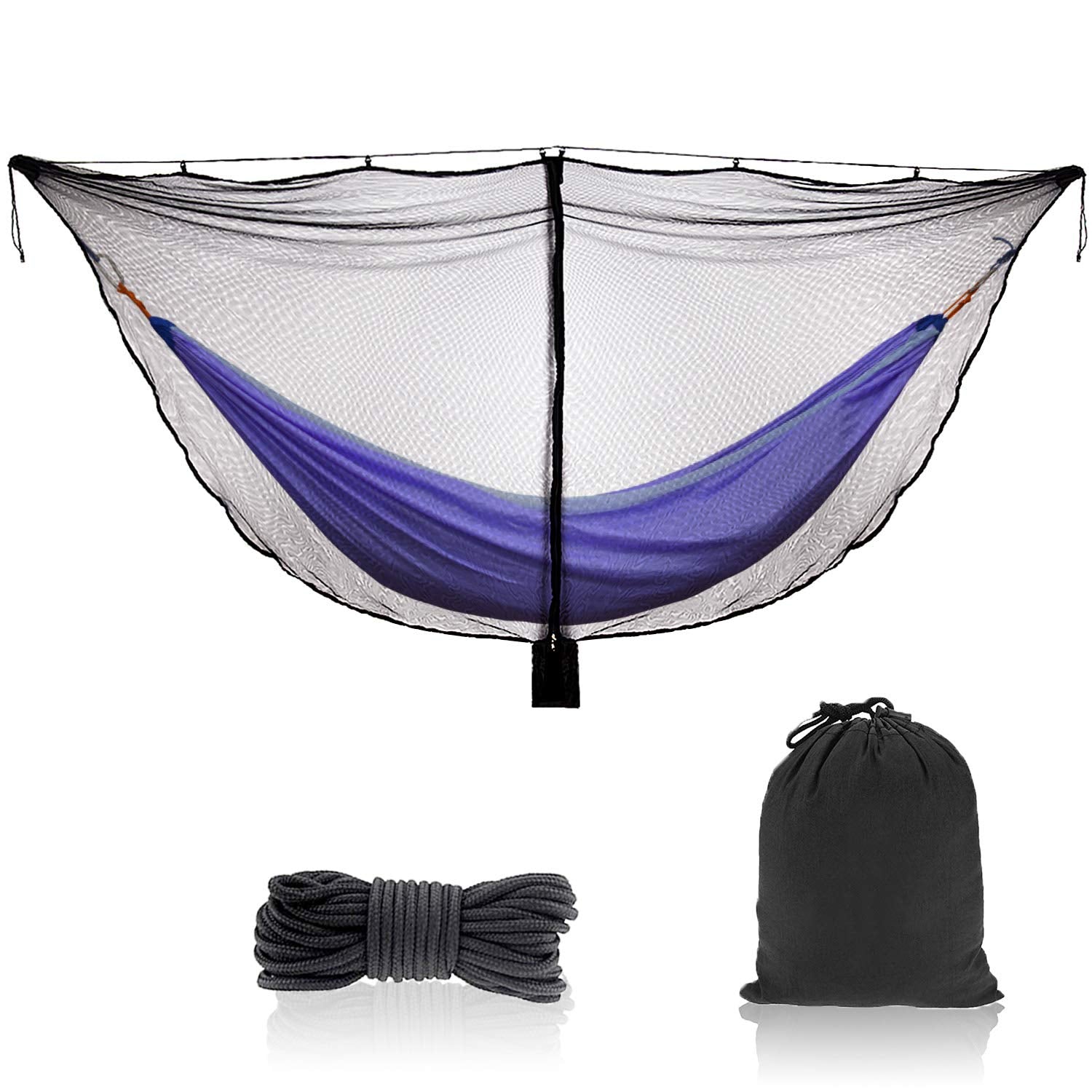 TOBWOLF Camping Hammock Net, Lightweight Outdoor Mosquito Net, 360 Degree Protection Polyester Netting with Dual Sided Zipper & 