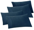 Elegant Comfort 4-Pack Solid Pillowcases 1500 Thread Count Egyptian Quality - Easy Care, Smooth Weave, Wrinkle And Stain Resistant, Easy Slip-On, 4-Piece Set, Standard/Queen Pillowcase, Navy