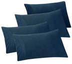 Elegant Comfort 4-Pack Solid Pillowcases 1500 Thread Count Egyptian Quality - Easy Care, Smooth Weave, Wrinkle And Stain Resistant, Easy Slip-On, 4-Piece Set, Standard/Queen Pillowcase, Navy