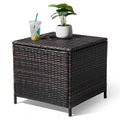 VINGLI Outdoor Side Table with Storage, 27-Gallon Patio Deck Box Outdoor Wicker Side Table for Poolside Balcony Storage Table (B