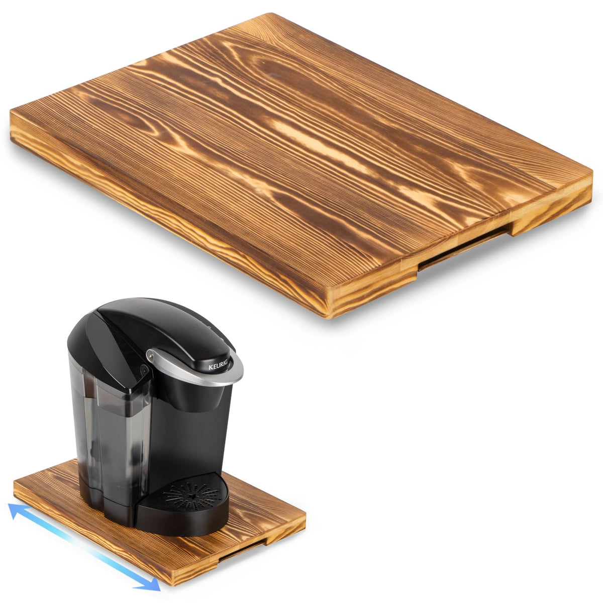 Anboxit Appliance Slider, Wooden Sliding Tray For Coffee Maker, Coffee Pot Slider For Counter, Kitchen Caddy Rolling Tray (Rusti