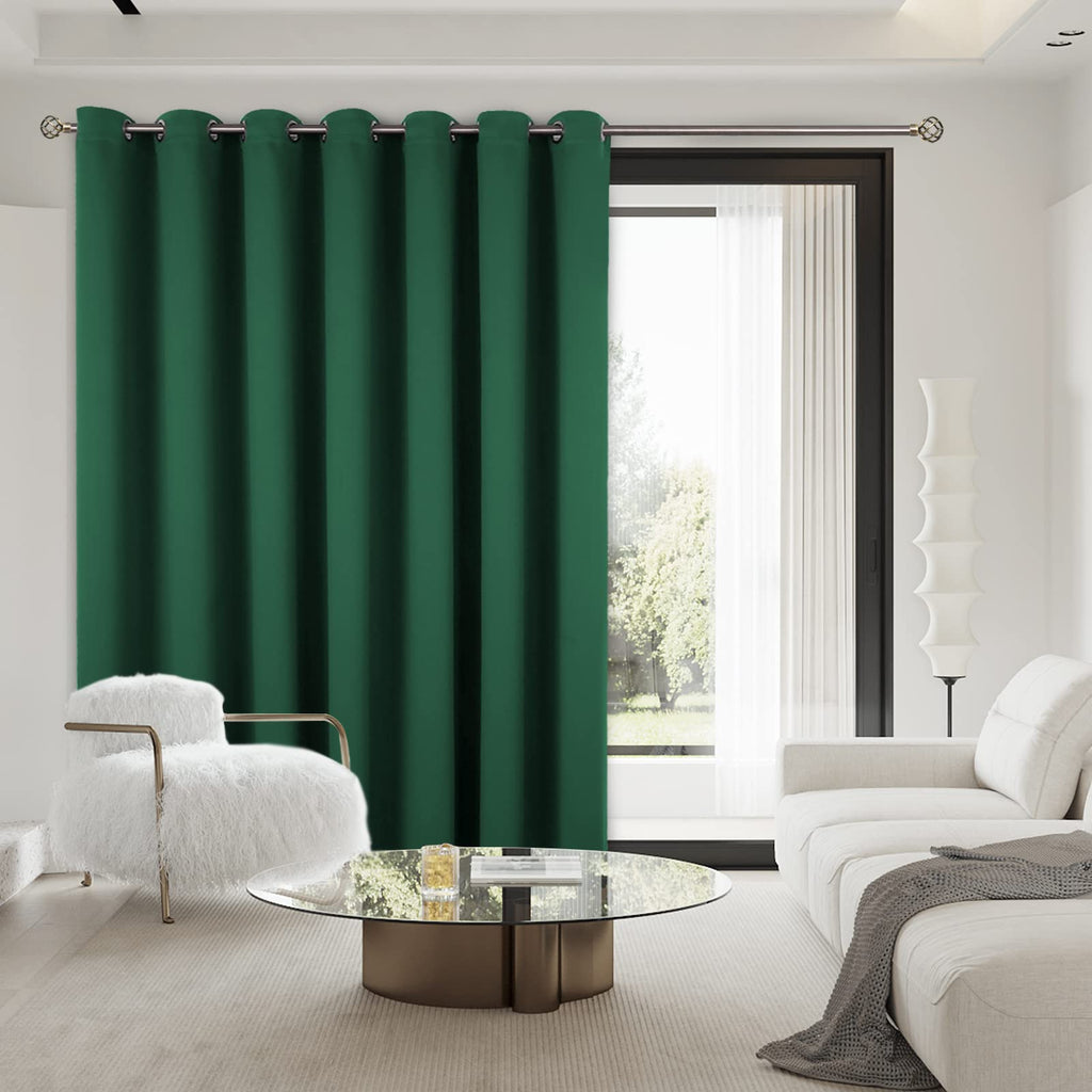 Bgment Christmas Sliding Door Curtain 180 X 96 Inches, Wide Thermal Blackout Curtains Room Darkening Room Divider Window Curtain, 1 Panel, Emerald, 96 Length X Wide 180