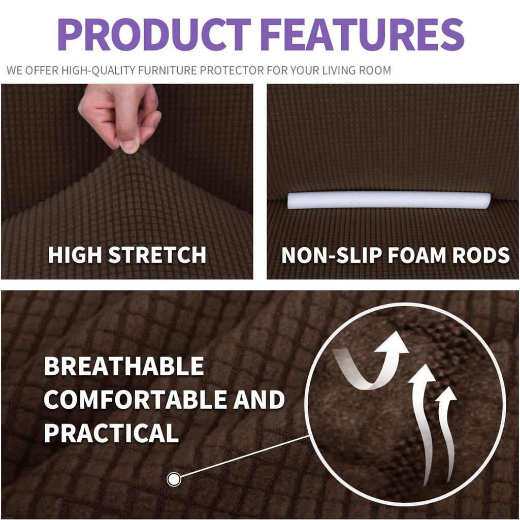 Znsayotx Super Stretch Couch Cover Love Seat Sofa Covers For Living Room Dogs Pet Friendly Furniture Protector Spandex Loveseat Slipcovers With Anti Slip Foam Sticks (Coffee, Loveseat)
