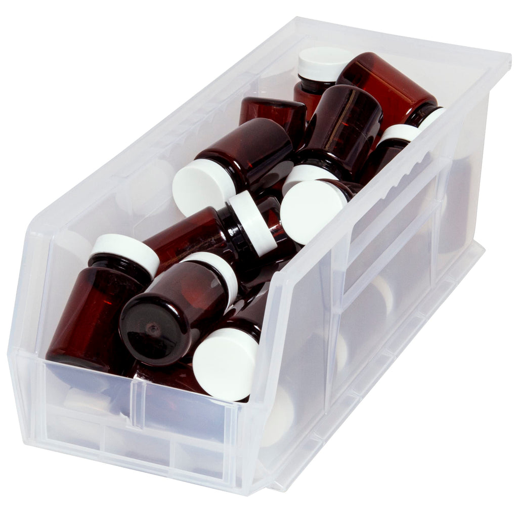Akro-Mils 30234 Akrobins Plastic Hanging Stackable Storage Organizer Bin, 15-Inch X 5-Inch X 5-Inch, Clear, 12-Pack