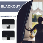 Jiuzhen Blackout Curtains For Bedroom - Thermal Insulated Noise Reducing Privacy Short Curtain For Bathroom Living Room, Set Of 2 Panels With Tiebacks, 42 X 45 Inches Long, Black