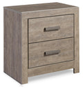 Signature Design by Ashley Culverbach Modern 2 Drawer Nightstand with 2 USB Charging Stations, 24.37 Tall, Weathered Gray