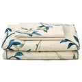Jsd Leaves Printed Sheet Set Queen, 4 Piece Soft Botanical Pattern Brushed Microfiber Bedding Sheets Deep Pocket