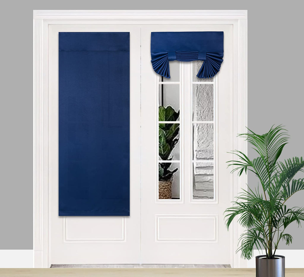 Pi Blackout French Door Curtain 2 Panels,Privacy Thermal Insulated Tie Up Door Window Curtain For Glass Door/Front Door/Sliding Door/Patio Door (W30Xl68,Navy)