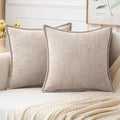 Miulee Pack Of 2 Couch Throw Pillow Covers 18X18 Inch Light Brown Farmhouse Decorative Pillow Covers With Stitched Edge Soft Che