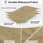 Outdoorlines Outdoor Waterproof Patio Ottoman Covers - Square Uv-Proof Patio Side Table Cover Windproof Heavy-Duty Furniture Covering Protector 28L X 28W X 17H Inch, Camel