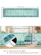 Lahome Abstract Teal 2.5X10 Runners For Hallways,Washable Modern Long Kitchen Runner Rug Non-Slip,Low-Pile Soft Carpets Minimali