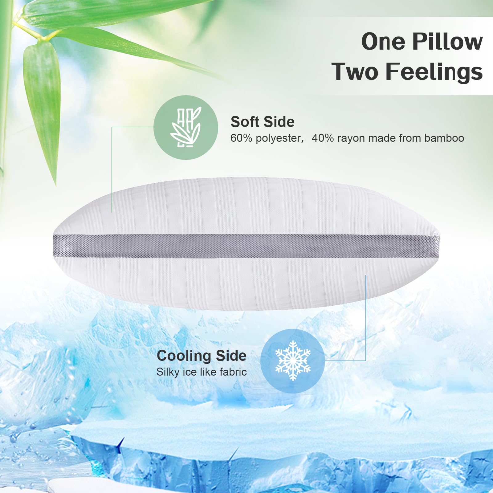 Meoflaw Cooling Pillows Queen Size,Shredded Memory Foam Bed Pillows For Sleeping, Supportive Queen Pillows For Back & Side Sleepers,Adjustable Pillows Queen Size With Washable Removable Cover